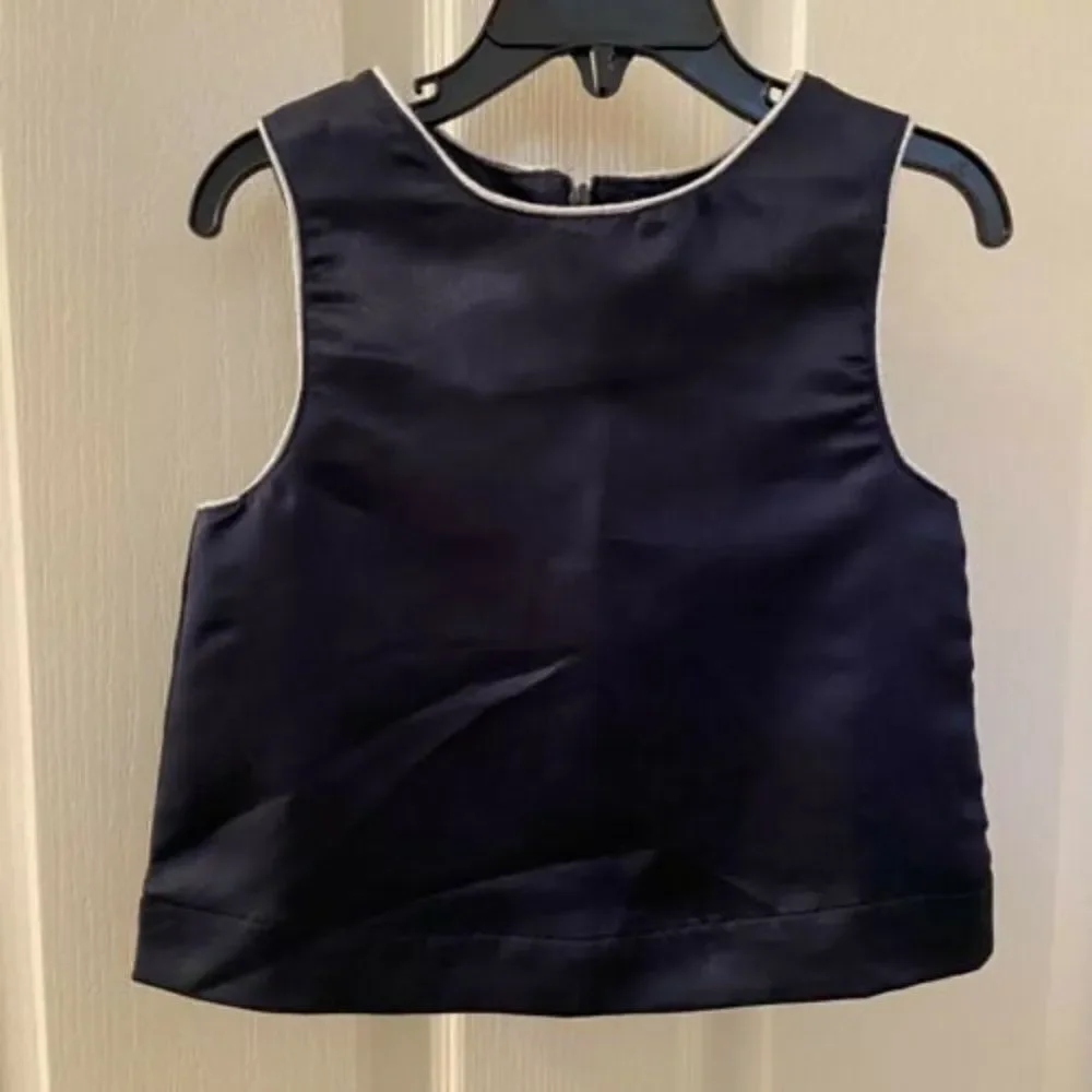 Imoga Bella Tank Top Navy Blue Silver Trim Girls Size 4 NWT